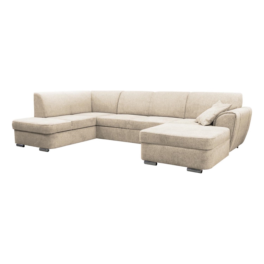 U-förmiges, klappbares Eck-Polstersofa SERPA links beige