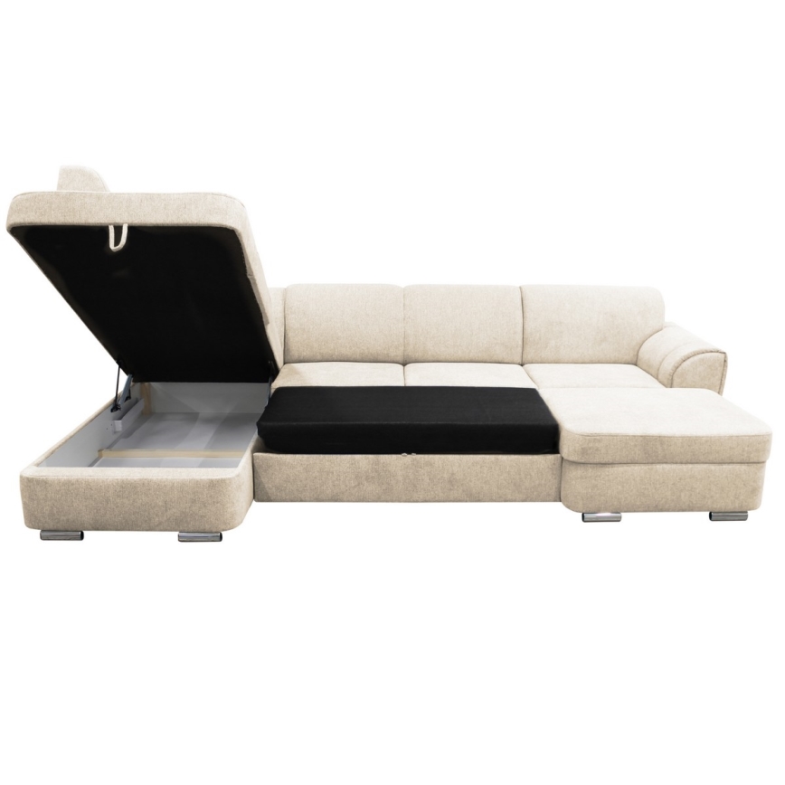 U-förmiges, klappbares Eck-Polstersofa SERPA links beige
