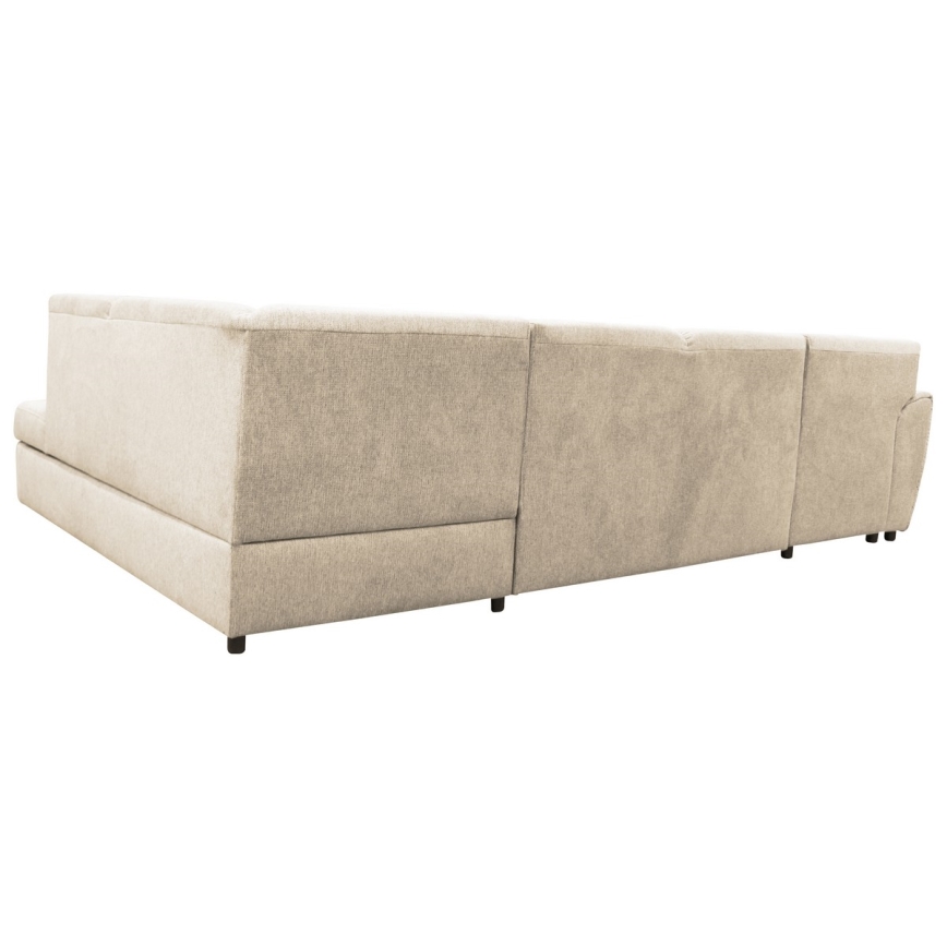 U-förmiges, klappbares Eck-Polstersofa SERPA rechts beige