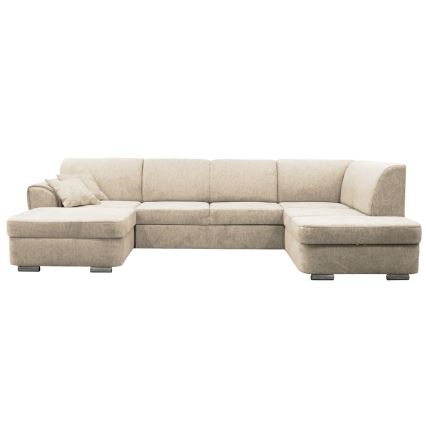 U-förmiges, klappbares Eck-Polstersofa SERPA rechts beige