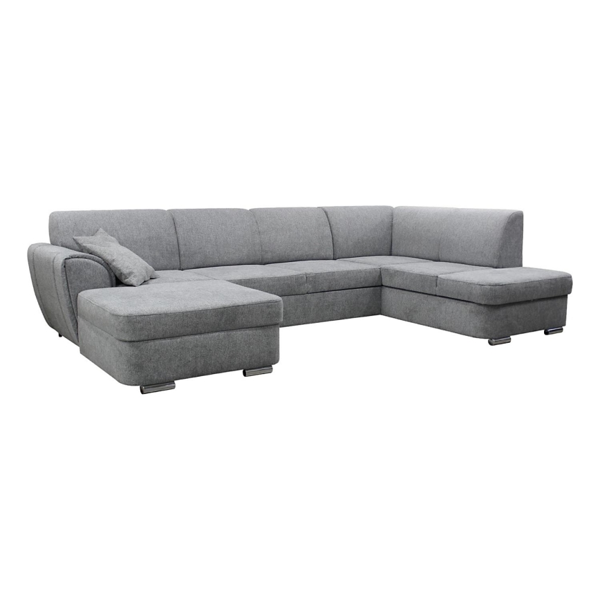 U-förmiges, klappbares Eck-Polstersofa SERPA rechts grau