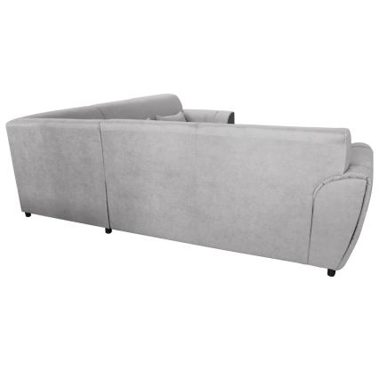 U-förmiges, klappbares Eck-Polstersofa VISEU links grau/schwarz