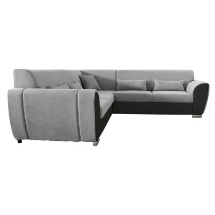 U-förmiges, klappbares Eck-Polstersofa VISEU links grau/schwarz