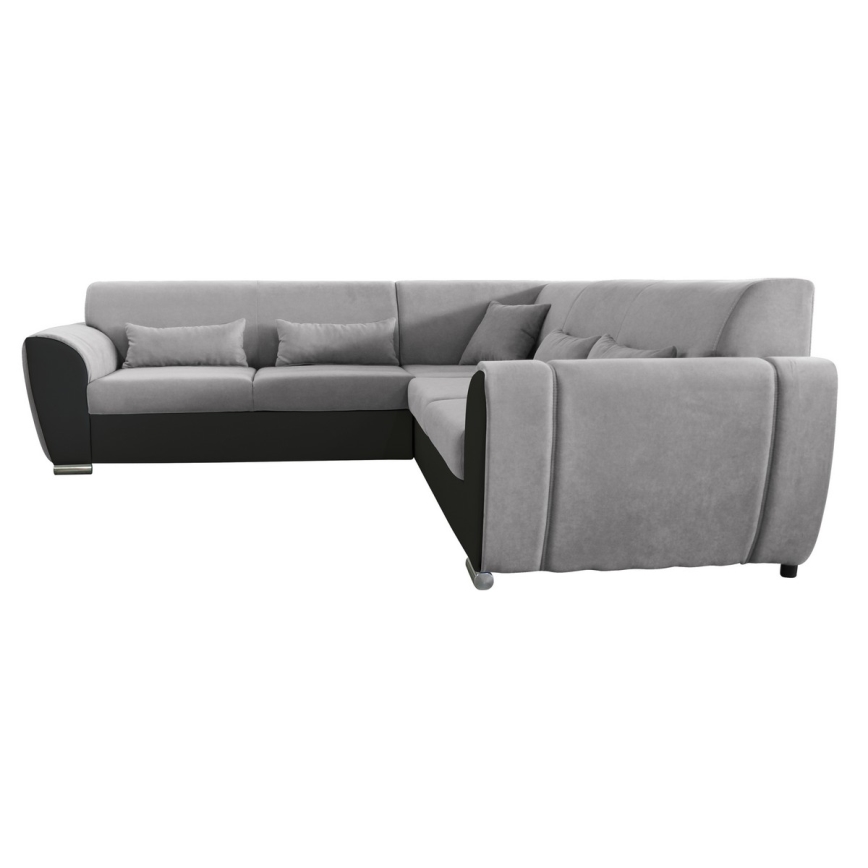 U-förmiges, klappbares Eck-Polstersofa VISEU rechts grau/schwarz