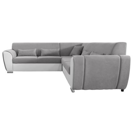 U-förmiges, klappbares Eck-Polstersofa VISEU rechts grau/weiß