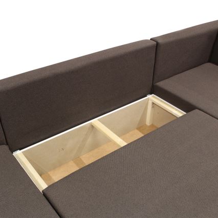U-förmiges, klappbares Universal-Polster-Ecksofa SEYA braun