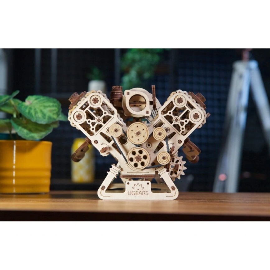 Ugears - 3D mechanisches Holzpuzzle V8-Motor