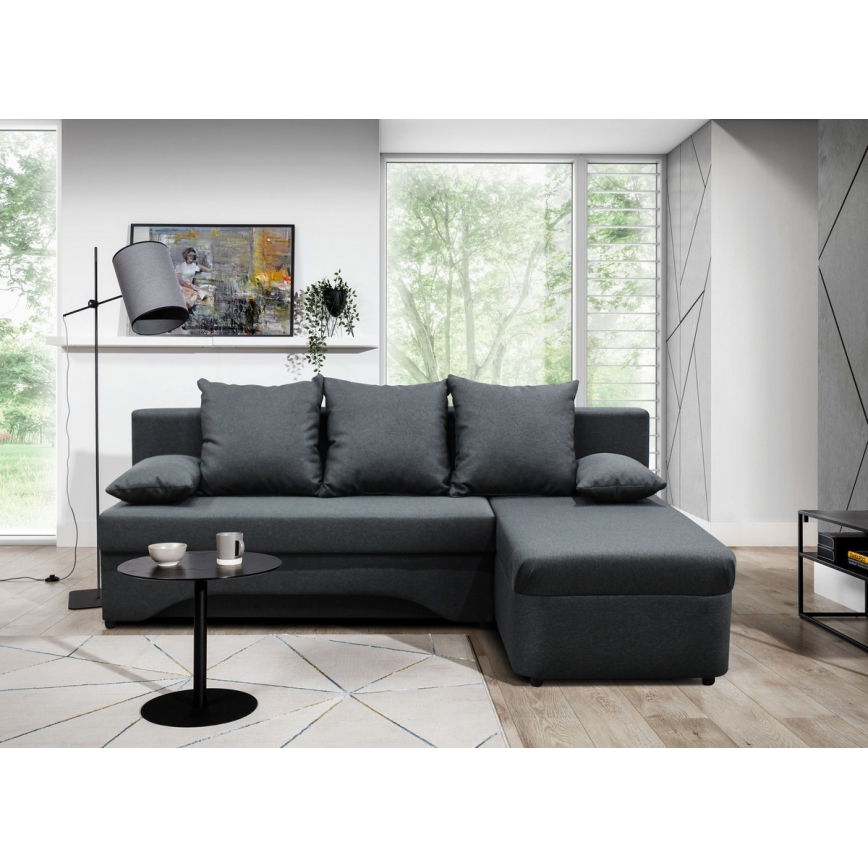 Universelles Eck-Schlafsofa mit Stauraum in L-Form ALMEIDA Anthrazit