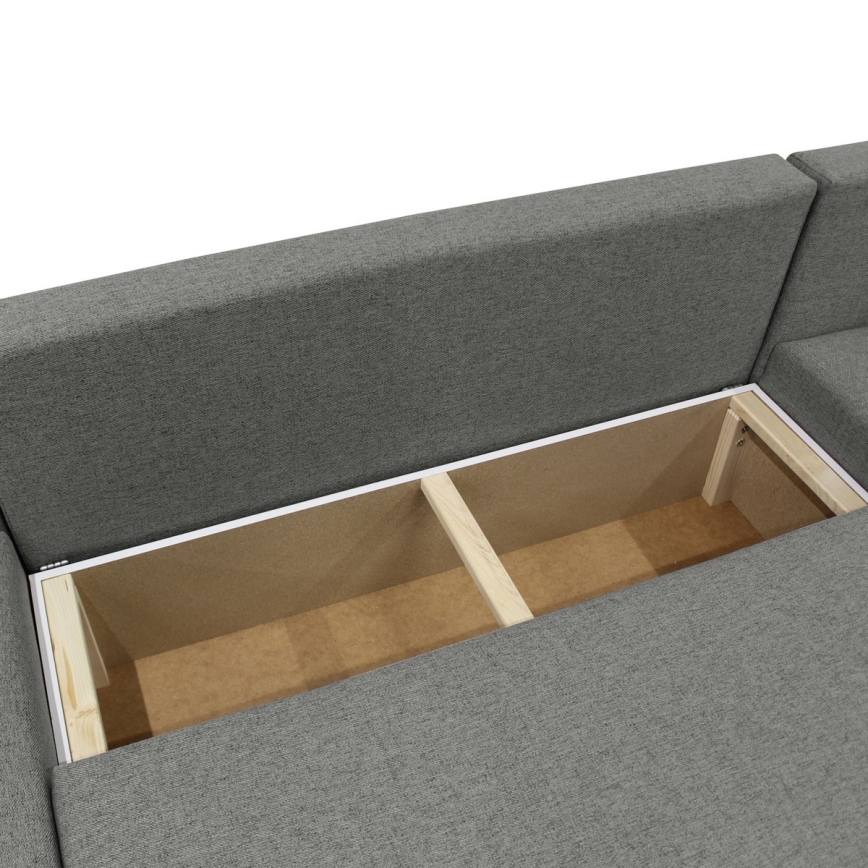 Universell einsetzbares, ausklappbares U-Ecksofa mit Stauraum ALMEIDA, anthrazit