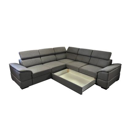 Beidseitig montierbares Ecksofa mit Schlaffunktion und Stauraum GRANADA dunkelgrau