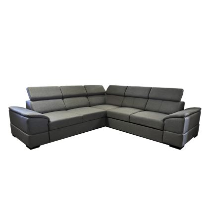 Beidseitig montierbares Ecksofa mit Schlaffunktion und Stauraum GRANADA dunkelgrau