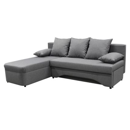Universelles, ausklappbares Ecksofa mit Stauraum in L‑Form ALMEIDA, grau