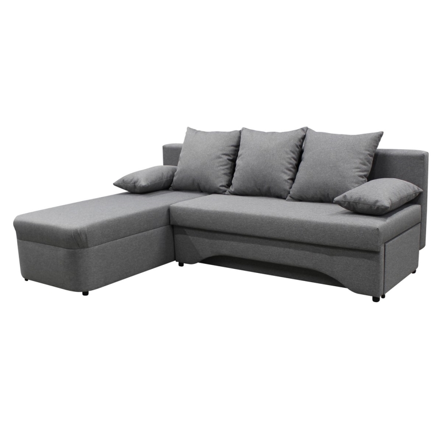 Universelles, ausklappbares Ecksofa mit Stauraum in L‑Form ALMEIDA, grau