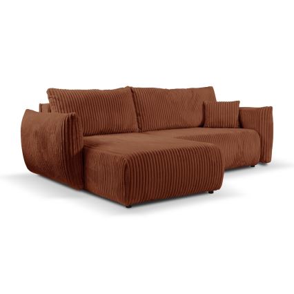 Universelles Eck-Schlafsofa mit Stauraum in L-Form FRIDA, braun