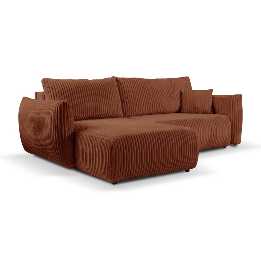 Universelles Eck-Schlafsofa mit Stauraum in L-Form FRIDA, braun