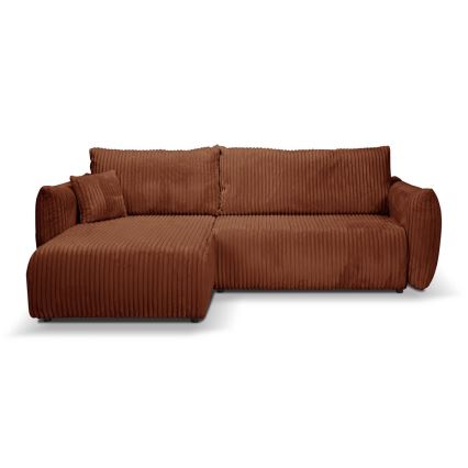 Universelles Eck-Schlafsofa mit Stauraum in L-Form FRIDA, braun
