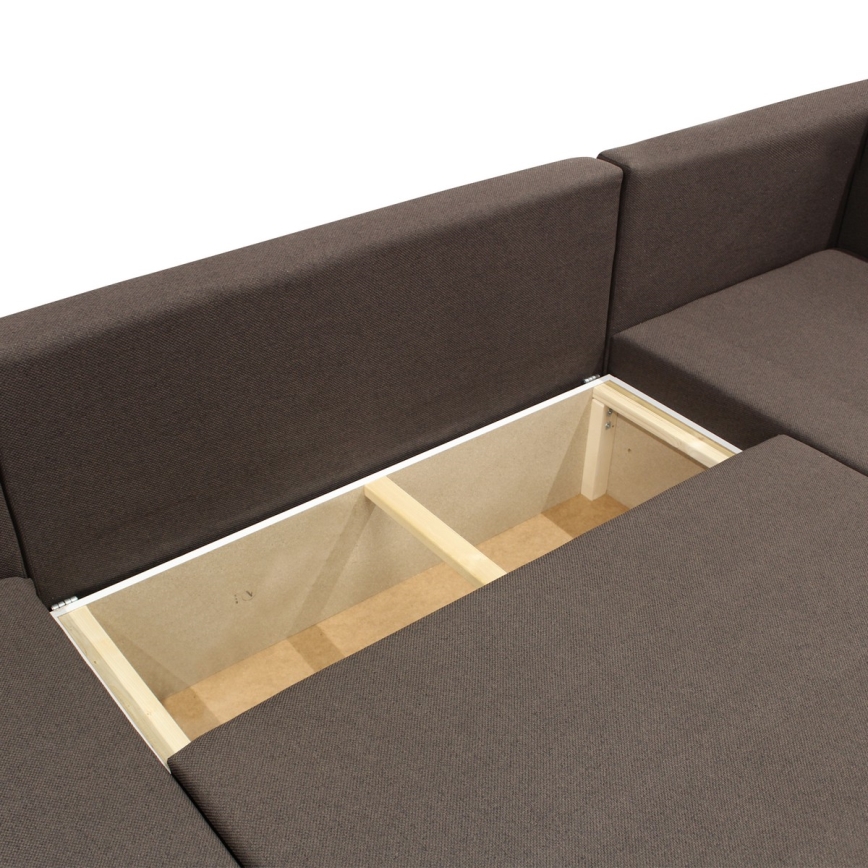 Universelle, ausziehbare U-förmige Eckgarnitur mit Stauraum SEYA, braun