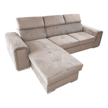 Universelles Eck-Schlafsofa in L-Form mit Stauraum SALVADA Beige