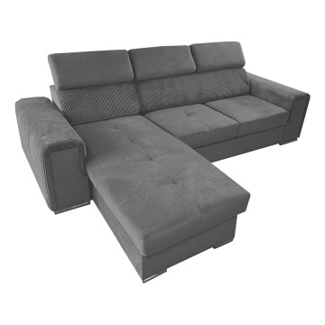 Universelles Eck-Schlafsofa in L-Form mit Stauraum SALVADA, dunkelgrau