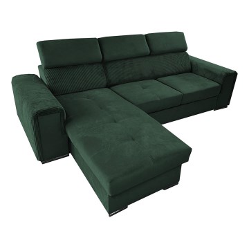 Universelles Eck-Schlafsofa in L-Form mit Stauraum SALVADA grün