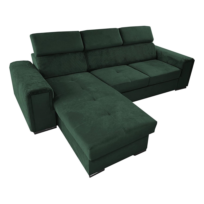 Universelles Eck-Schlafsofa in L-Form mit Stauraum SALVADA grün