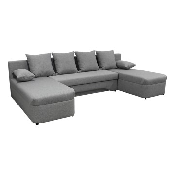 Universelles Eck-Schlafsofa in U-Form mit Stauraum ALMEIDA, grau