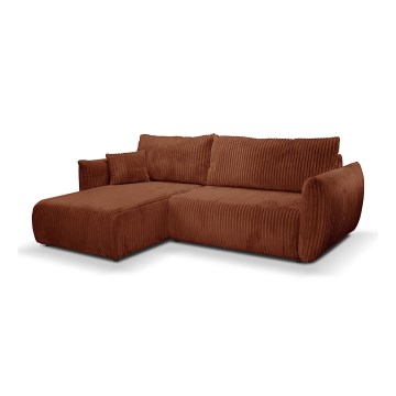 Universelles Eck-Schlafsofa mit Stauraum in L-Form FRIDA, braun