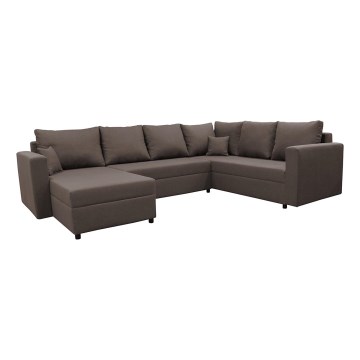 Universelles Eck-Schlafsofa mit Stauraum in U-Form SEYA, braun