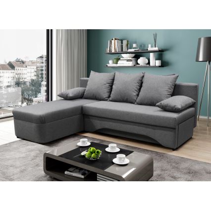 Universelles Eck-Schlafsofa mit Stauraum in L-Form ALMEIDA grau