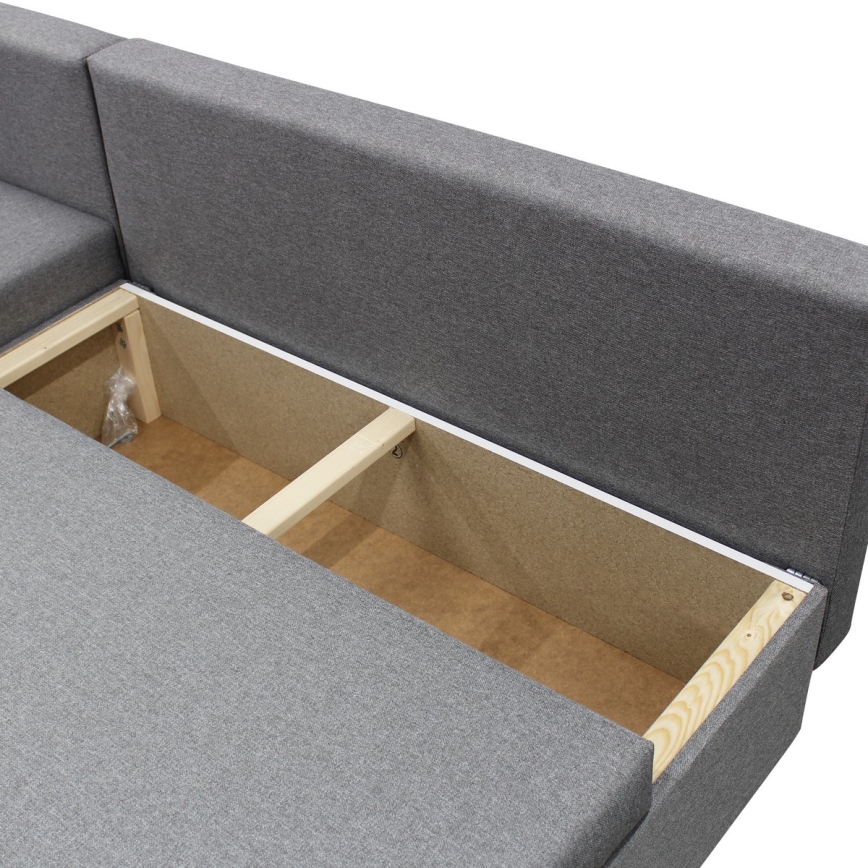 Universelles Eck-Schlafsofa mit Stauraum in L-Form ALMEIDA grau