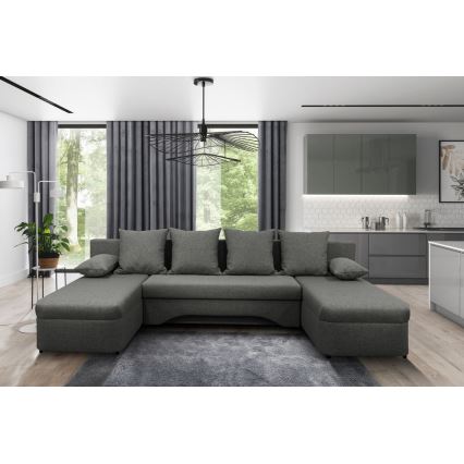 Universelles Eck-Schlafsofa mit Stauraum in U-Form ALMEIDA Anthrazit