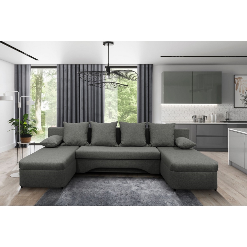 Universelles Eck-Schlafsofa mit Stauraum in U-Form ALMEIDA Anthrazit