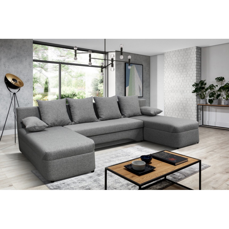 Universelles Eck-Schlafsofa in U-Form mit Stauraum ALMEIDA, grau