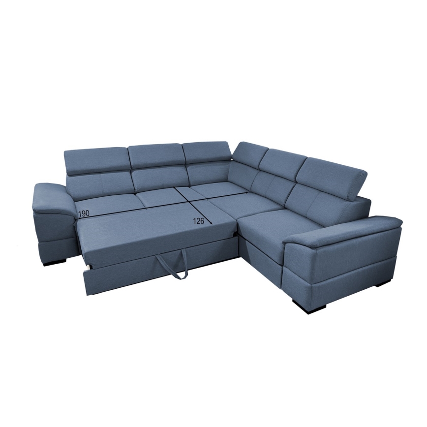 Vielseitiges Eck-Schlafsofa mit Bettfunktion und Stauraum GRANADA, blau