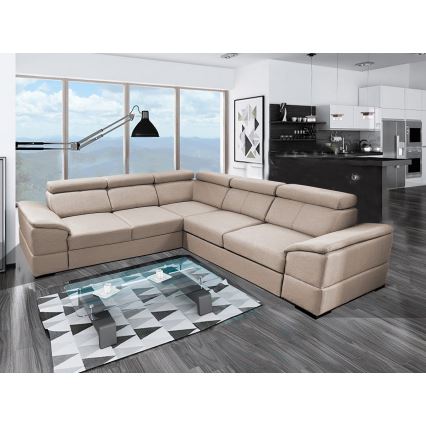 Universelles Eck-Schlafsofa mit Stauraum GRANADA in Beige