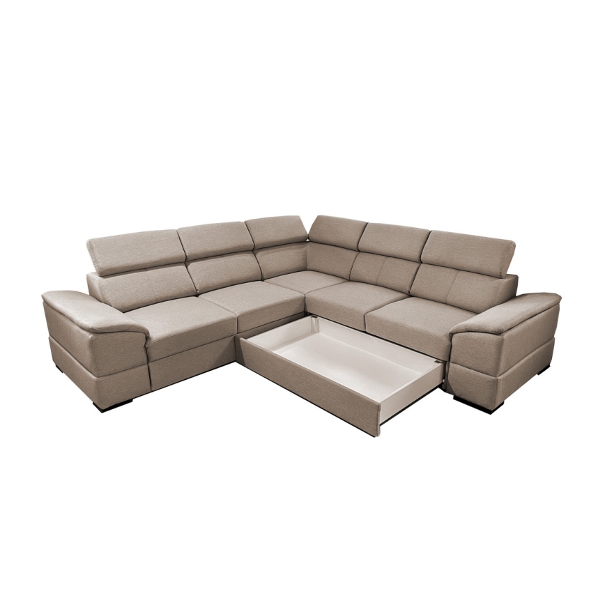 Universelles Eck-Schlafsofa mit Stauraum GRANADA in Beige