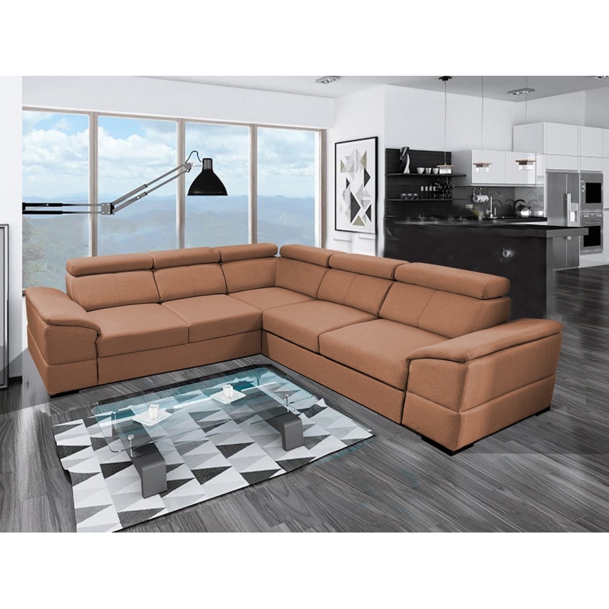 Universelles Eck-Schlafsofa mit Stauraum GRANADA in Braun