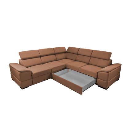 Universelles Eck-Schlafsofa mit Stauraum GRANADA in Braun
