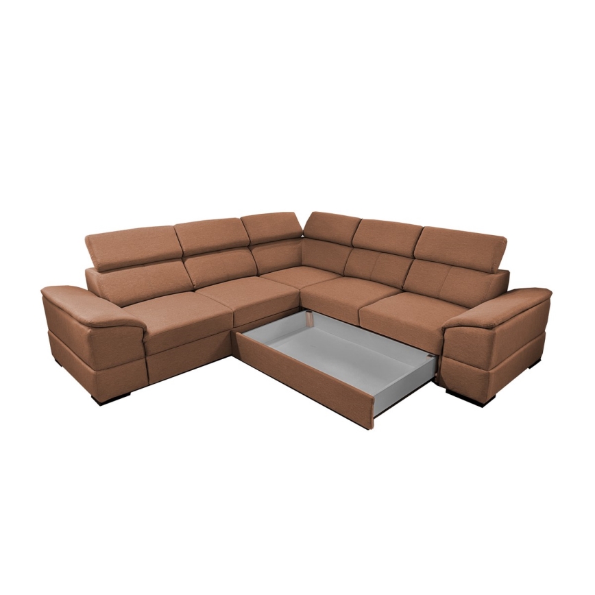 Universelles Eck-Schlafsofa mit Stauraum GRANADA in Braun