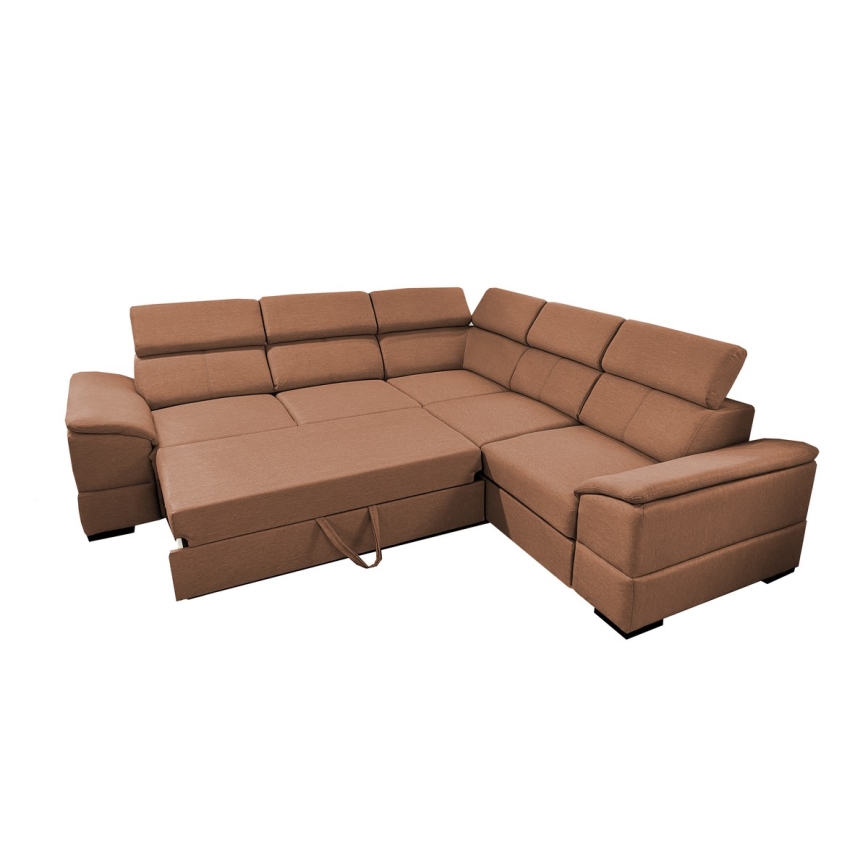 Universelles Eck-Schlafsofa mit Stauraum GRANADA in Braun