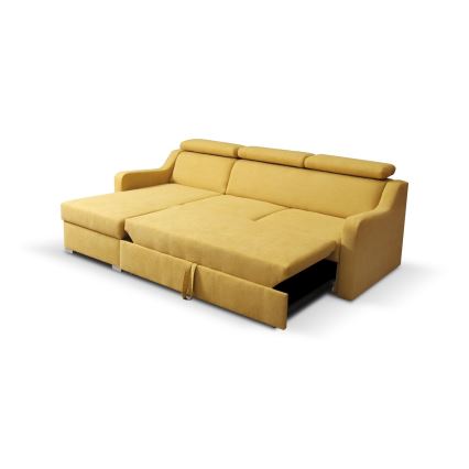 Universelles Eck-Schlafsofa PORTO mit Stauraum, gelb