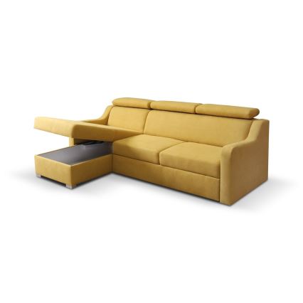 Universelles Eck-Schlafsofa PORTO mit Stauraum, gelb