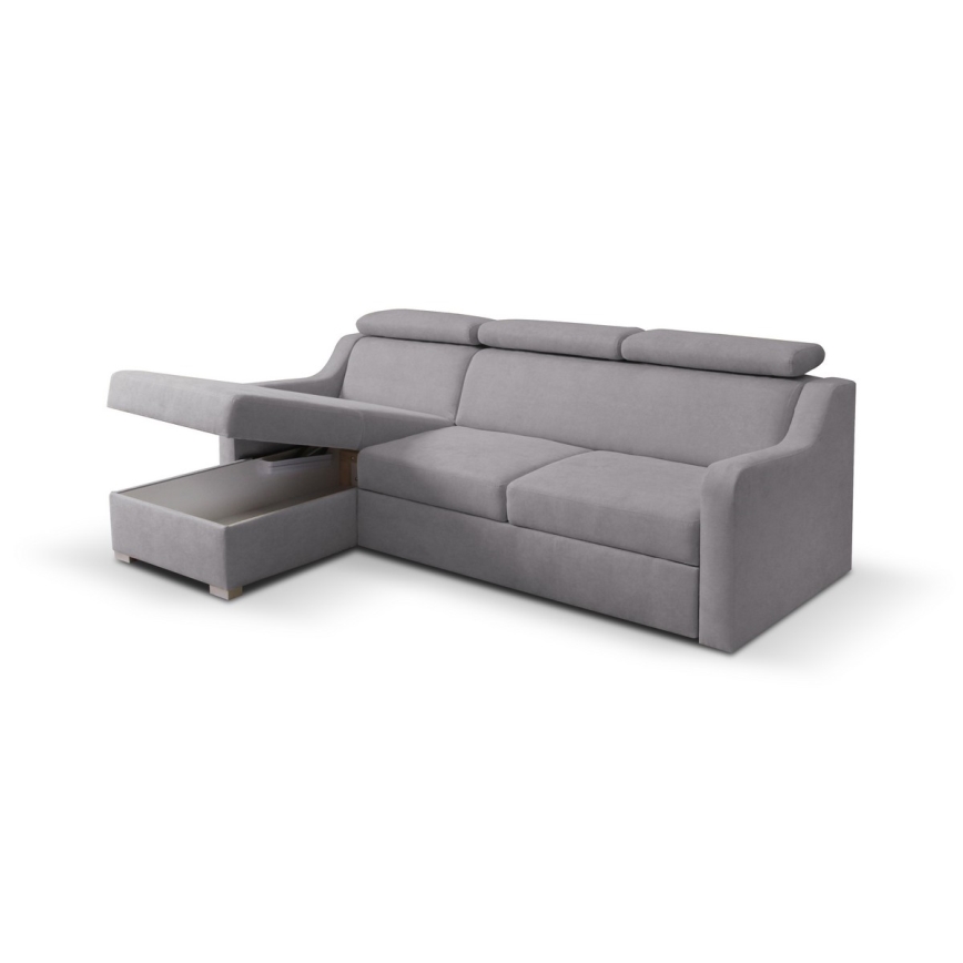 Universelles Eck-Schlafsofa PORTO mit Stauraum, grau