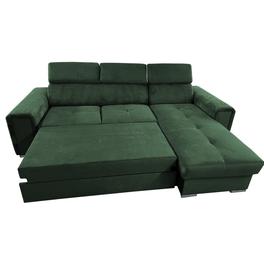 Universelles Eck-Schlafsofa in L-Form mit Stauraum SALVADA grün