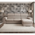 Universelles Ecksofa SALVADA in L-Form mit Schlaffunktion und Stauraum, Beige