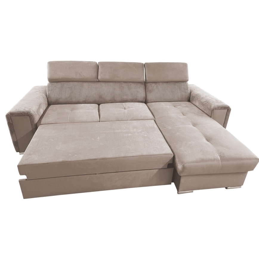 Universelles Eck-Schlafsofa in L-Form mit Stauraum SALVADA Beige