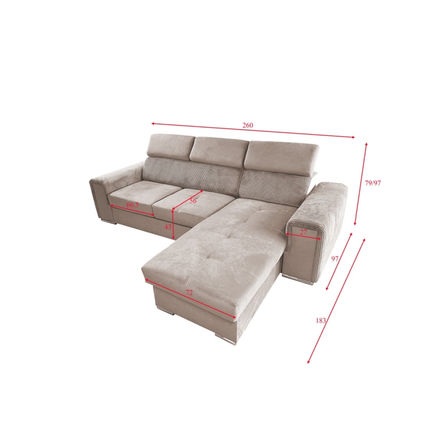 Universelles Eck-Schlafsofa in L-Form mit Stauraum SALVADA Beige