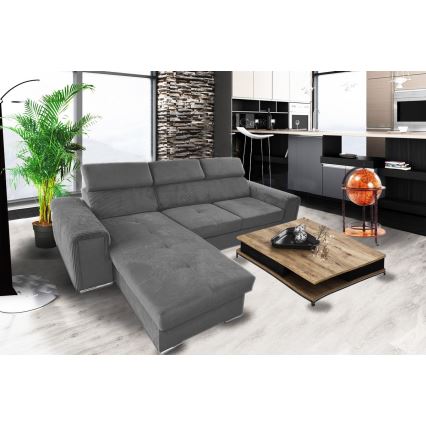 Universelles Eck-Schlafsofa in L-Form mit Stauraum SALVADA, dunkelgrau