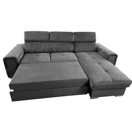 Universelles Eck-Schlafsofa in L-Form mit Stauraum SALVADA, dunkelgrau