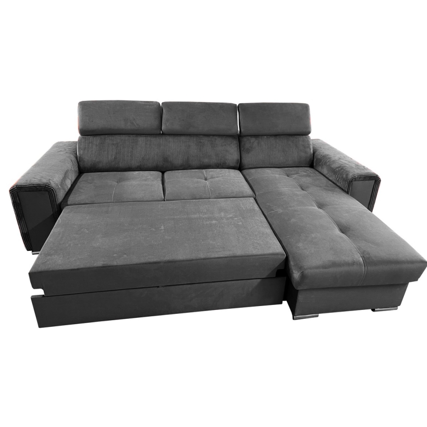 Universelles Eck-Schlafsofa in L-Form mit Stauraum SALVADA, dunkelgrau